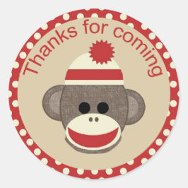 Jongen Sock Monkey ronde sticker