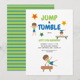 Jongen Spring Tumble Turnen Verjaardagsfeestje Kaart