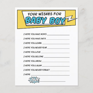 Jongen Stripboek Superheld Douche Wensen voor Baby