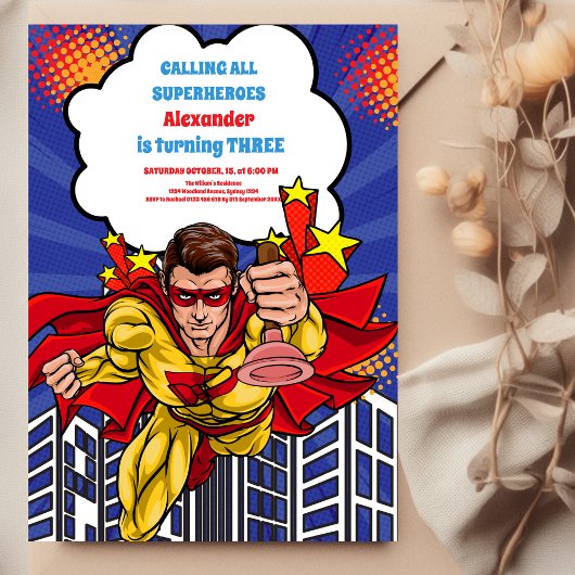 Jongen Superhero Comic Verjaardag Kaart