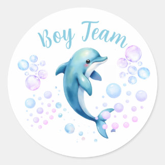 Jongen Team Dolfijn Geslacht Onthulling Ronde Sticker