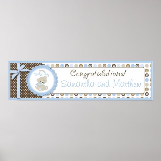 Jongen Teddy Bear Baby shower Banner Boy Poster (Voorkant)