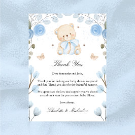 Jongen Teddy Bear Baby shower Dank je wel Bedankkaart
