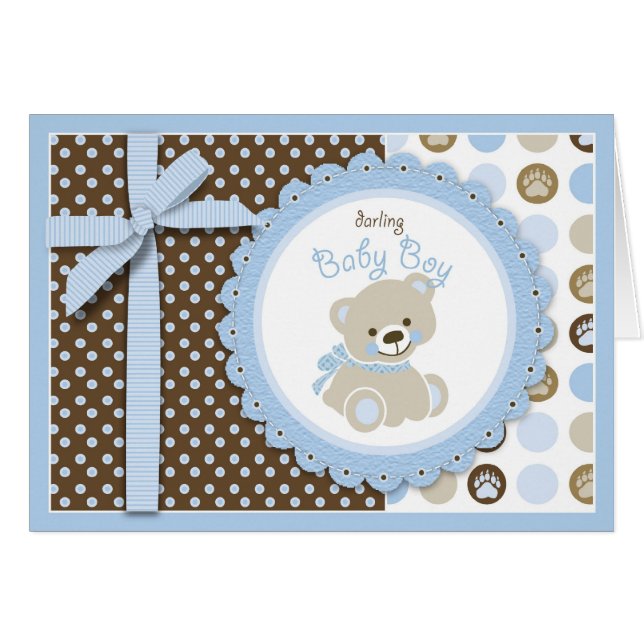 Jongen Teddy Bear Blank Card (Voorkant Horizontaal)