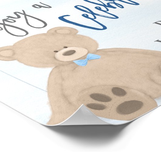 Jongen Teddy Bear Blue-ballongebarentaal voor Drin Poster (Hoek)