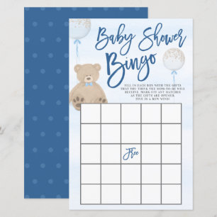 Jongen Teddy Bear Blue Bingo Baby shower