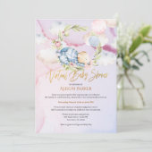 Jongen Teddy Bear Cute Virtual Baby shower Kaart (Staand voorkant)