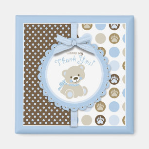 Jongen Teddy Bear Dank je Square Magnet Magneet