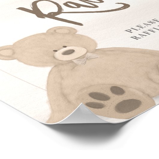 Jongen Teddy Bear Tan Ballon Diaper Raffle Sign Poster (Hoek)