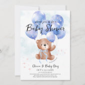 Jongen Teddybeer Baby Shower Kaart (Voorkant)