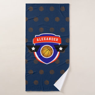 Jongen Teen Basketball Sports Blue Red Athlete Naa Badhanddoek