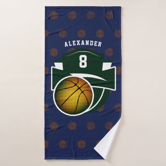 Jongen Teen Basketball Sports Green Navy White Nam Badhanddoek (Badhanddoek)