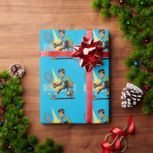 Jongen Tennis Verjaardagsfeest Cadeaupapier