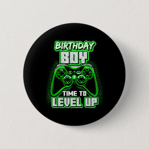 Jongen Tijd Naar Level Up Video Game Verjaardag Ga Ronde Button 5,7 Cm