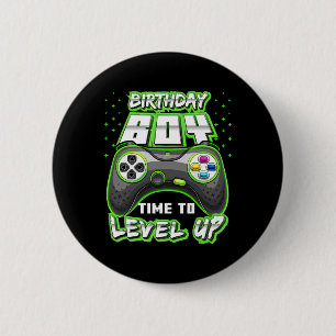 Jongen Tijd Naar Level Up Video Game Verjaardag Ga Ronde Button 5,7 Cm