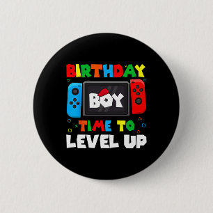 Jongen Tijd Naar Level Up Video Game Verjaardag Ga Ronde Button 5,7 Cm