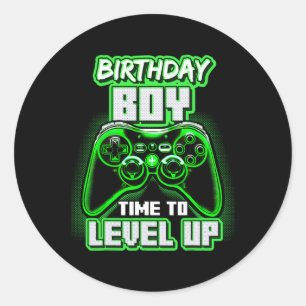 Jongen Tijd Naar Level Up Video Game Verjaardag Ga Ronde Sticker