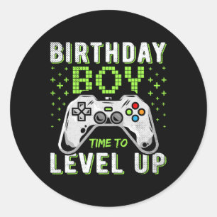 Jongen Tijd naar Level Up Video Game Verjaardag Jo Ronde Sticker