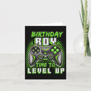 Jongen Tijd Naar Level Up Video Game Verjaardagsfe Kaart