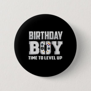 Jongen Tijd om te Level Up Videospel Verjaardag Ga Ronde Button 5,7 Cm