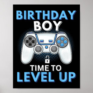 Jongen Tijd om te nivelleren Videospel Verjaardag Poster