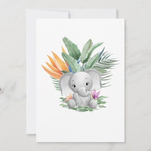 Jongen! Tropisch grijs Baby olifant Baby shower Kaart (Achterkant)