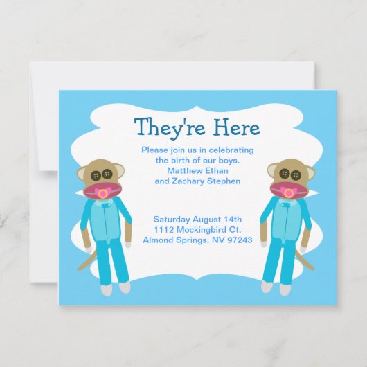 Jongen Twins Douche of Aankondiging (Voorkant)