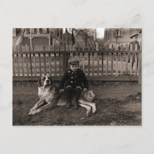 Jongen uit de 1890 die op de foto van Bernard Dog  Briefkaart