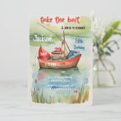 Jongen Verjaardag Gevist Kaart (Staand voorkant)
