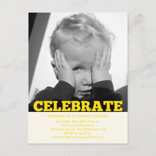 Jongen Verjaardag Party Fotouitnodigingen Uitnodiging Briefkaart (Voorkant)