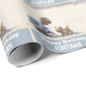 Jongen verjaardag Puppy kleurrijk schattig Cadeaupapier (Rol Hoek)