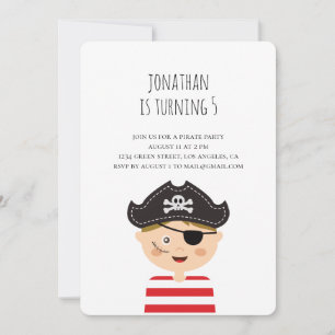 Jongen verjaardagsuitnodiging. Kinderen piratenfee Kaart