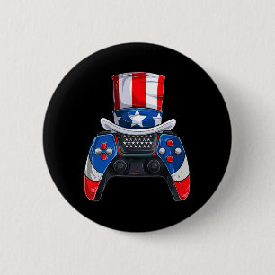 Jongen Vierde juli T-shirt Amerikaanse vlag Video Ronde Button 5,7 Cm