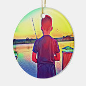 Jongen vissen keramisch ornament (Links)