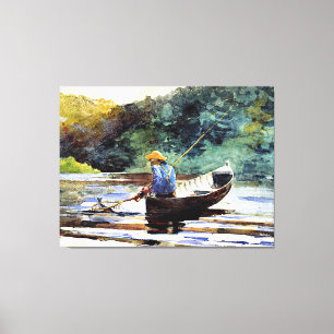 Jongen vist, kunstwerk van Winslow Homer Canvas Afdruk