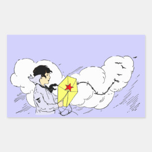 Jongen Vliegen Een Kite  Art Sticker