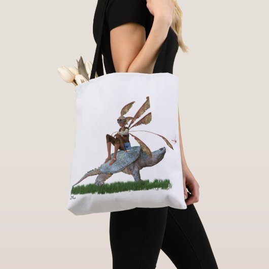 Jongen vliegen op de Canvas tas van de schildpad (Dichtbij)