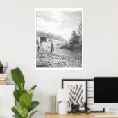 Jongen vliegen vissen. poster (Thuiskantoor)