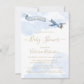 Jongen  Vliegtuig Baby shower Kaart (Voorkant)