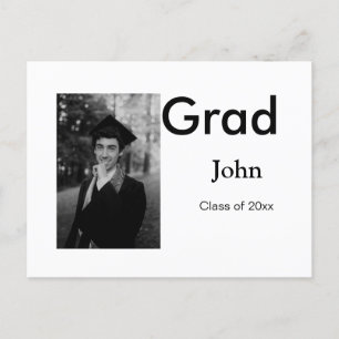 jongen voeg naam datum jaar tekst QR afstudeerfees Briefkaart