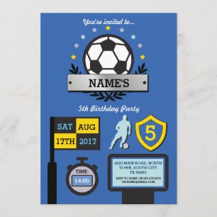 Jongen Voetbal Soccer Party Birthday Sports Blue I Kaart