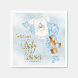 Jongen Waterverf Blauw Goud Baby Shower Servetten