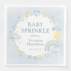 Jongen Waterverf Regenboog Baby Sprinkle Servet