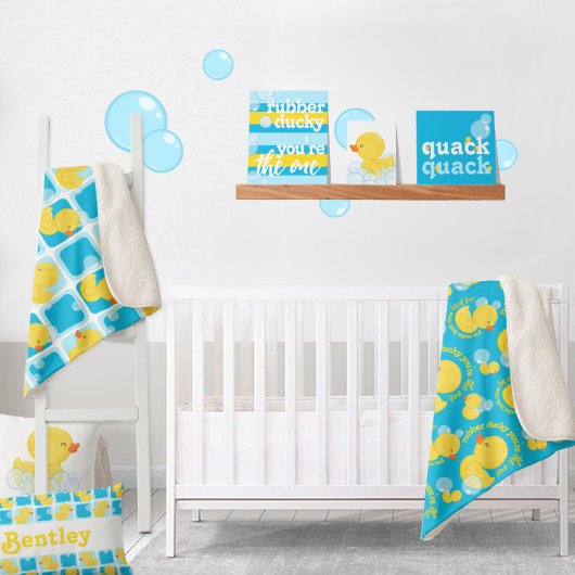 Jongen Waterverf Rubber Duck Geruit Groot Sherpa Deken