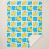 Jongen Waterverf Rubber Duck Geruit Groot Sherpa Deken (Voorkant)