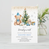 Jongen, we kunnen nauwelijks wachten op kerst Baby Kaart (Staand voorkant)