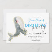 Jongen Whale Birthday Invitation Aankondiging (Voorkant)