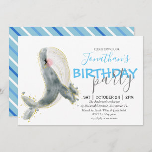 Jongen Whale Birthday Invitation Aankondiging