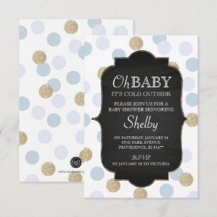 Jongen Winter Baby shower Uitnodiging, Blue Kaart