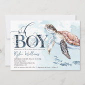 Jongen Zee Schildpad, Ocean Baby shower Invitation Kaart (Voorkant)